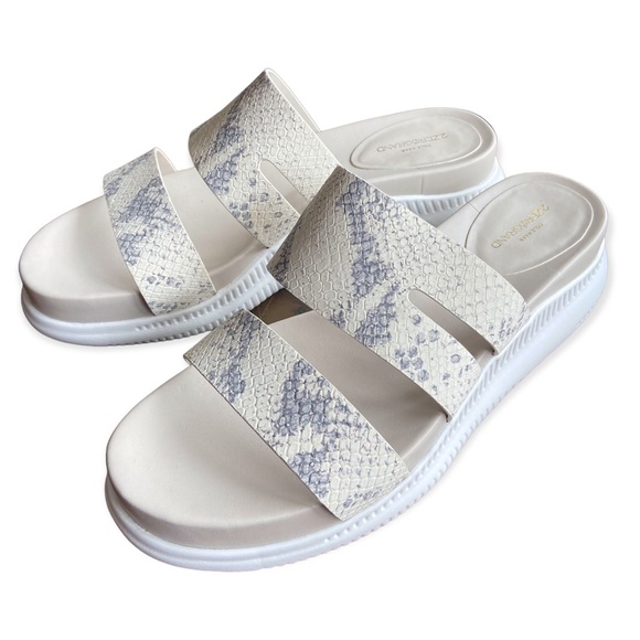 Cole Haan Sandal Slide Shoes Snake Print 2.ZeroGrand Cream White Grey Size 8 - Picture 1 of 9